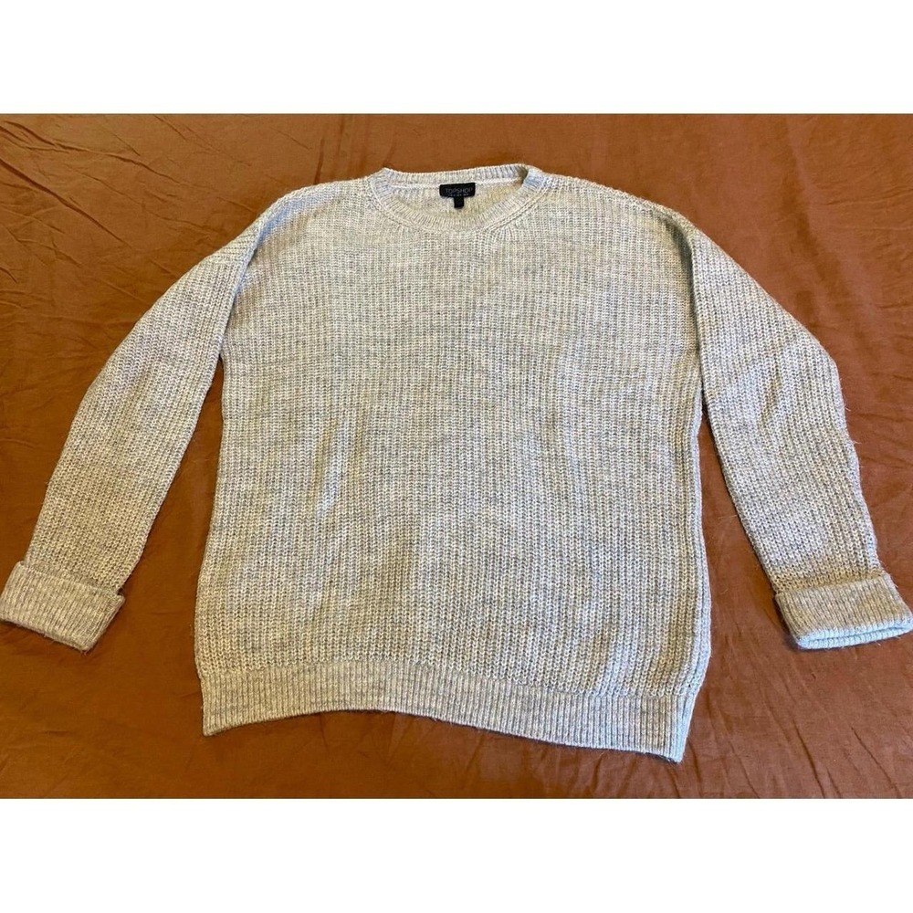 TopShop Sweater Oversized US 6 Cable Knit Comfy Neutral Grey Preppy Y2K s57
